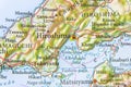 Geographic map of Japan with city Hiroshima Royalty Free Stock Photo