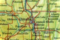 Geographic map of Omaha close Royalty Free Stock Photo