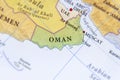 Geographic map of Oman with important cities Royalty Free Stock Photo