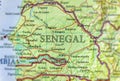 Geographic map of Senegal with important cities