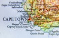 Geographic map of South Africa with capital city Cape Town