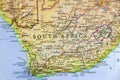 Geographic map of South Africa with important cities