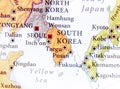 Geographic map of South Korea with important cities