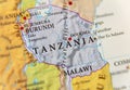 Geographic map of Tanzania with important cities