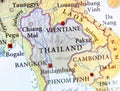 Geographic map of Thailand with important cities