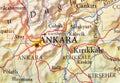 Geographic map of Turkey with capital city Ankara