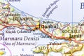 Geographic map of Turkey with large city Istanbul