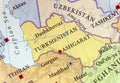 Geographic map of Turkmenistan with important cities