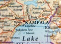 Geographic map of Uganda with capital city Kampala
