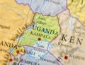 Geographic map of Uganda with important cities
