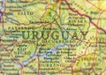 Geographic map of Uruguay country with important cities