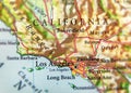 Geographic map of US state California with important cities