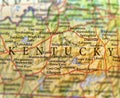 Geographic map of US state Kentucky with important cities