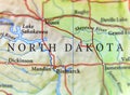 Geographic map of US state North Dakota with important cities Royalty Free Stock Photo