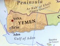 Geographic map of Yemen with important cities Royalty Free Stock Photo