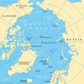 Geographic position of the North Pole of the Earth, political map