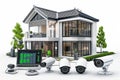 Geographical fencing and expanded Wi-Fi features in home security systems are managed via voice-controlled cameras and automated n