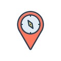 Color illustration icon for geographical location internet, cartography and localization