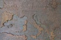 Geographical Map of Europe in Bas-relief inside Palau del lloctinent Courtyard, Headquarters of the State Archives and Crown of Royalty Free Stock Photo