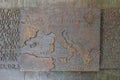 Geographical Map of Europe in Bas-relief inside Palau del lloctinent Courtyard, Headquarters of the State Archives and Crown of Royalty Free Stock Photo