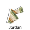 geographical map of Jordan, Vector Design Template. Editable Stroke