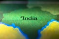 Geographical map location of ancient country India in Asia continent on atlas