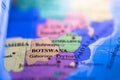 Geographical map location of country Botswana in Africa continent on atlas Royalty Free Stock Photo