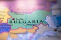 Geographical map location of country Bulgaria in Europe continent on atlas