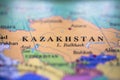 Geographical map location of country Kazakhstan in Asia continent on atlas Royalty Free Stock Photo