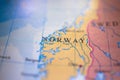 Geographical map location of country Norway in Europe continent on atlas