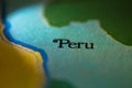 Geographical map location of country Peru in South American continent on atlas Royalty Free Stock Photo