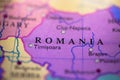 Geographical map location of country Romania in Europe continent on atlas