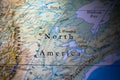 Geographical map location of Northern America region in America continent on atlas