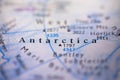 Geographical map location of south pole Antarctica region in Antarctic continent on atlas Royalty Free Stock Photo