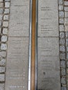 The historic prime meridian at Greenwich Royal Observatory in London, England