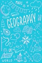 Geography symbols icons set. School subject design. Education outline sketch in doodle style. Study, science concept Royalty Free Stock Photo