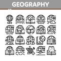 Geography Education Collection Icons Set Vector