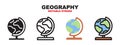 Geography icon set with different styles. Editable stroke and pixel perfect. Can be used for web, mobile, ui and more Royalty Free Stock Photo