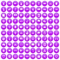 100 geography icons set purple