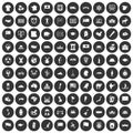 100 geography icons set black circle