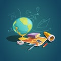 Geography retro cartoon set Royalty Free Stock Photo