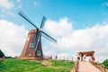 Windmill and nature view at Hill of wind in Geoje, Korea Royalty Free Stock Photo