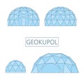 Geokupol, tent_spherical architectural structure, assembled from rods forming a geodetic structure