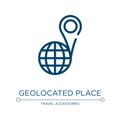 Geolocated place icon. Linear vector illustration from holidays collection. Outline geolocated place icon vector. Thin line symbol Royalty Free Stock Photo