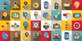 Geolocation icons set flat vector. Pin map location