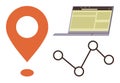 Geolocation Mapping with Digital Analytics Represented by Laptop and Location Marker Royalty Free Stock Photo