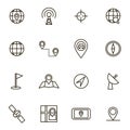 Geolocation Navigation Black Thin Line Icon Set. Vector