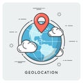 Geolocation and navigation. Thin line concept.