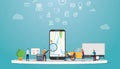 Geolocation optimization search for best routes in maps app for business delivery service with modern flat style - vector