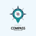 Geolocation point with compass logo illustration design concept vector